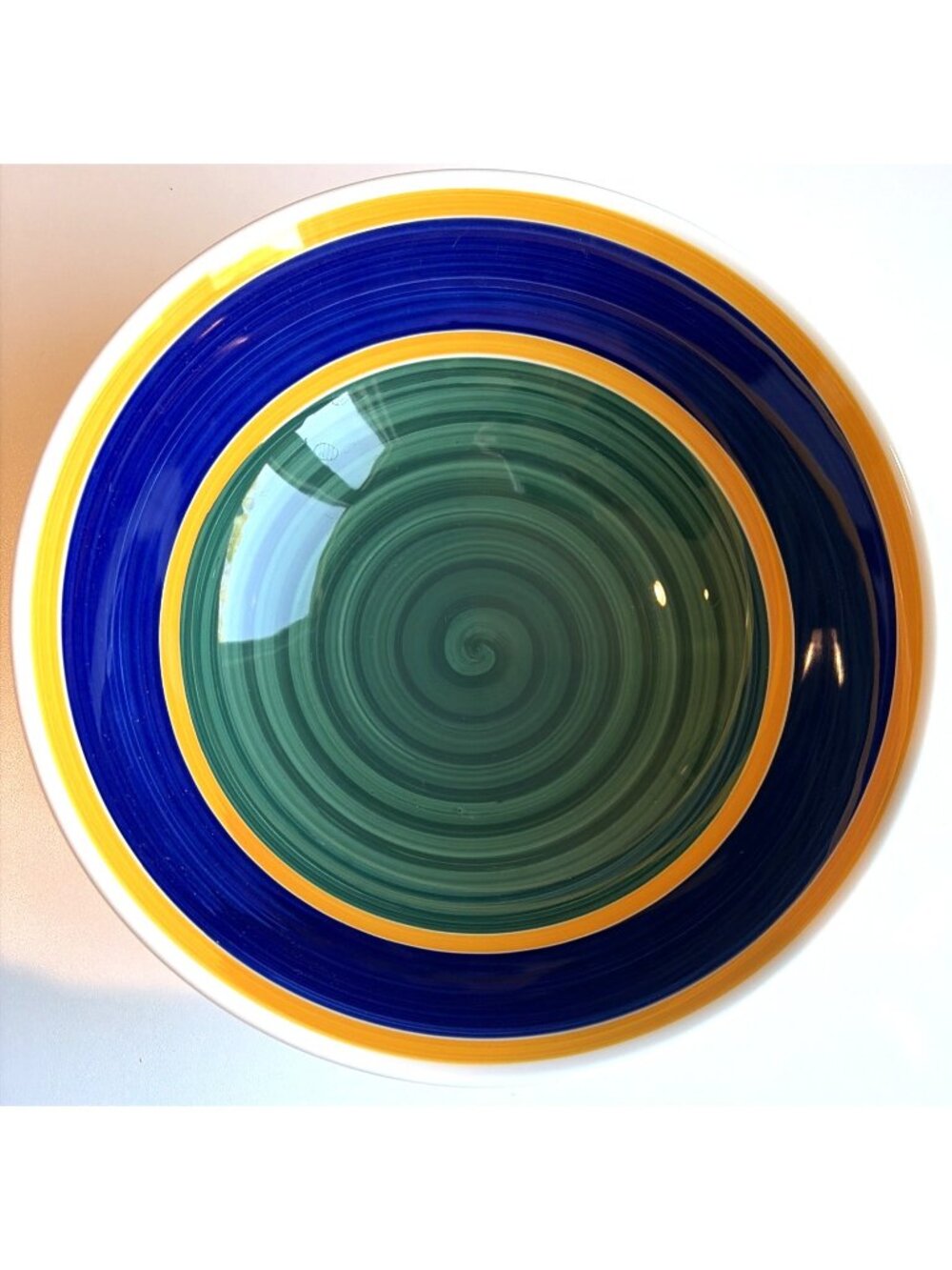 La Primula S.R.L Serving Bowl Pasta Salad Colorful Stripe Ribbed Made Italy VTG